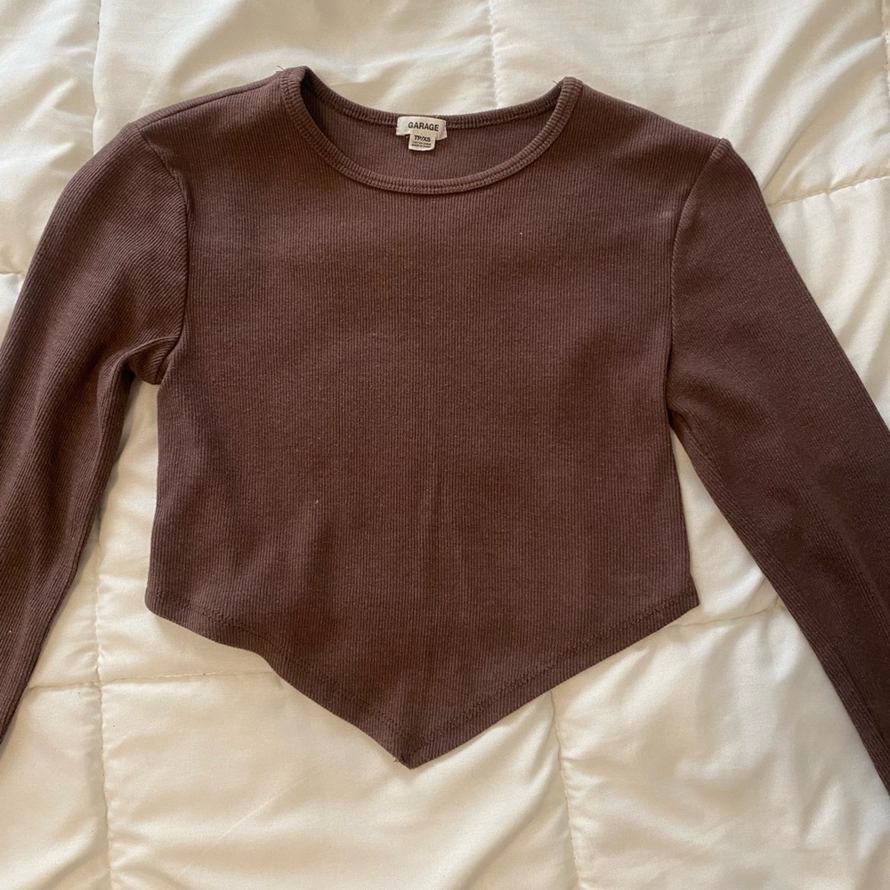 Garage Chocolate Brown Long Sleeve Top